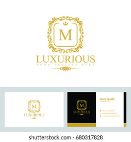 Luxury Logo template in vector for Restaurant, Royalty, Boutique, Cafe, Hotel, Heraldic, Jewelry, Fashion, food business and other vector illustration with visiting card design.