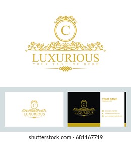 Luxury Logo template in vector for Restaurant, Royalty, Boutique, Cafe, Hotel, Heraldic, Jewelry, Fashion, food business and other vector illustration with visiting card design.