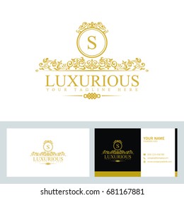 Luxury Logo template in vector for Restaurant, Royalty, Boutique, Cafe, Hotel, Heraldic, Jewelry, Fashion, food business and other vector illustration with visiting card design.