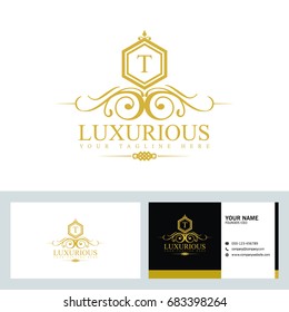 Luxury Logo template in vector for Restaurant, Royalty, Boutique, Cafe, Hotel, Heraldic, Jewelry, Fashion and other vector illustration with visiting card design.