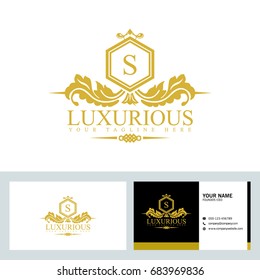 Luxury Logo template in vector for Restaurant, Royalty, Boutique, Cafe, Hotel, Heraldic, Jewelry, Fashion and other vector illustration with visiting card design.