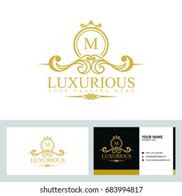 Luxury Logo template in vector for Restaurant, Royalty, Boutique, Cafe, Hotel, Heraldic, Jewelry, Fashion and other vector illustration with visiting card design.