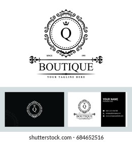 Luxury Logo template in vector for Restaurant, Royalty, Boutique, Cafe, Hotel, Heraldic, Jewelry, Fashion and other vector illustration with visiting card design.