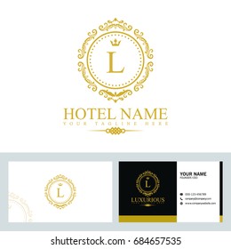 Luxury Logo template in vector for Restaurant, Royalty, Boutique, Cafe, Hotel, Heraldic, Jewelry, Fashion and other vector illustration with visiting card design.