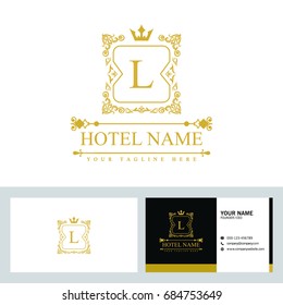 Luxury Logo template in vector for Restaurant, Royalty, Boutique, Cafe, Hotel, Heraldic, Jewelry, Fashion and other vector illustration with visiting card design.