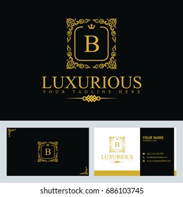 Luxury Logo template in vector for Restaurant, Royalty, Boutique, Cafe, Hotel, Heraldic, Jewelry, Fashion and other vector illustration with visiting card design.