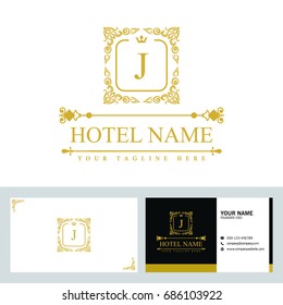 Luxury Logo template in vector for Restaurant, Royalty, Boutique, Cafe, Hotel, Heraldic, Jewelry, Fashion and other vector illustration with visiting card design.