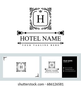 Luxury Logo template in vector for Restaurant, Royalty, Boutique, Cafe, Hotel, Heraldic, Jewelry, Fashion and other vector illustration with visiting card design.