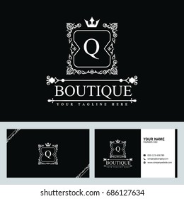 Luxury Logo template in vector for Restaurant, Royalty, Boutique, Cafe, Hotel, Heraldic, Jewelry, Fashion and other vector illustration with visiting card design.