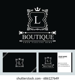 Luxury Logo template in vector for Restaurant, Royalty, Boutique, Cafe, Hotel, Heraldic, Jewelry, Fashion and other vector illustration with visiting card design.