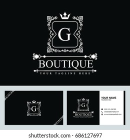 Luxury Logo template in vector for Restaurant, Royalty, Boutique, Cafe, Hotel, Heraldic, Jewelry, Fashion and other vector illustration with visiting card design.