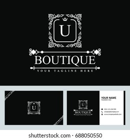 Luxury Logo template in vector for Restaurant, Royalty, Boutique, Cafe, Hotel, Heraldic, Jewelry, Fashion and other vector illustration with visiting card design.