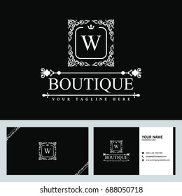 Luxury Logo template in vector for Restaurant, Royalty, Boutique, Cafe, Hotel, Heraldic, Jewelry, Fashion and other vector illustration with visiting card design.