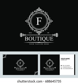 Luxury Logo template in vector for Restaurant, Royalty, Boutique, Cafe, Hotel, Heraldic, Jewelry, Fashion and other vector illustration with visiting card design.