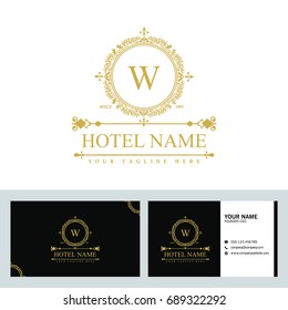 Luxury Logo template in vector for Restaurant, Royalty, Boutique, Cafe, Hotel, Heraldic, Jewelry, Fashion and other vector illustration with visiting card design.