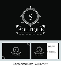 Luxury Logo template in vector for Restaurant, Royalty, Boutique, Cafe, Hotel, Heraldic, Jewelry, Fashion and other vector illustration with visiting card design.