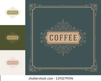 Luxury logo template vector vintage flourishes ornaments. Good for royal crest, boutique brand, hotel sign with flourish frame luxury template.