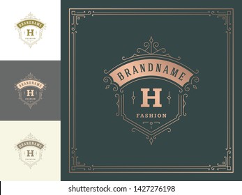 Luxury logo template vector vintage flourishes ornaments. Good for royal crest, boutique brand, hotel sign with flourish frame luxury template. Luxury logo template vector vintage flourishes ornaments. Good for royal crest, boutique brand, hotel sign with flourish frame luxury template.