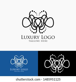 Luxury logo template. Vintage badge frame flourishes. Modern elegant logo design.