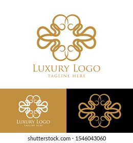 Luxury logo template. Vintage badge frame flourishes. Modern elegant logo design. Mandala, golden mean, sacred geometry template