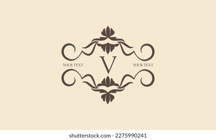 Luxury logo V. Business sign, identity for restaurant, royalty, cafe, heraldry, jewelry, fashion and other vector illustrations perfect for boutique, hotel, wedding and other elegant business.
