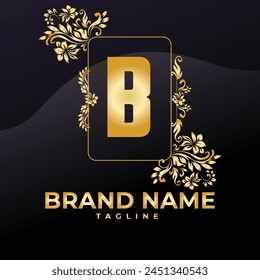 Luxury Logo Vector With Company name in a circle. Logos for fashion, flower, beauty business. Latter B Logo .