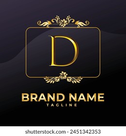 Luxury Logo Vector With Company name in a circle. Logos for fashion, flower, beauty business. Latter D Logo .