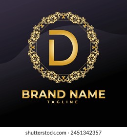 Luxury Logo Vector With Company name in a circle. Logos for fashion, flower, beauty business. Latter D Logo .