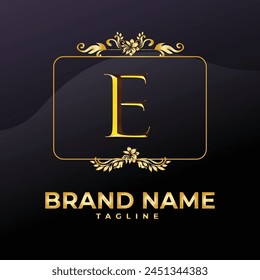 Luxury Logo Vector With Company name in a circle. Logos for fashion, flower, beauty business. Latter E Logo .