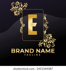 Luxury Logo Vector With Company name in a circle. Logos for fashion, flower, beauty business. Latter E Logo .