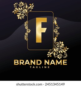 Luxury Logo Vector With Company name in a circle. Logos for fashion, flower, beauty business. Latter F Logo .