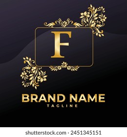 Luxury Logo Vector With Company name in a circle. Logos for fashion, flower, beauty business. Latter F Logo .