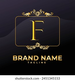 Luxury Logo Vector With Company name in a circle. Logos for fashion, flower, beauty business. Latter F Logo .