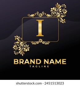 Luxury Logo Vector With Company name in a circle. Logos for fashion, flower, beauty business. Latter i Logo .
