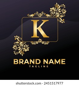 Luxury Logo Vector With Company name in a circle. Logos for fashion, flower, beauty business. Latter k Logo .