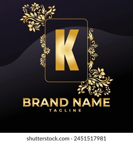 Luxury Logo Vector With Company name in a circle. Logos for fashion, flower, beauty business. Latter k Logo .