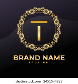 Luxury Logo Vector With Company name in a circle. Logos for fashion, flower, beauty business. Latter T Logo .