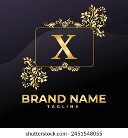 Luxury Logo Vector With Company name in a circle. Logos for fashion, flower, beauty business. Latter X Logo .
