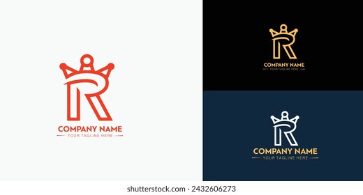 Luxury Logo, Vector logo template. crown letter R logo