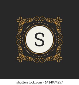 Luxury Logo vector template for Restaurant, Royalty, Boutique, Cafe, Hotel, Heraldic, Jewelry, Fashion. Letter S floral monogram