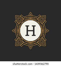 Luxury Logo vector template for Restaurant, Royalty, Boutique, Cafe, Hotel, Heraldic, Jewelry, Fashion. Letter H floral monogram