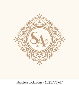 Luxury Logo vector template for Restaurant, Royalty Boutique, Cafe, Hotel Jewelry, Fashion. Letter floral monogram.