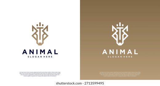 Logotipo de lujo con un concepto de diseño de cabeza de lobo, estilo único y elegante, Plantilla de Diseño gráfico.