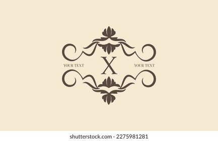 Luxury logo X. Business sign, identity for restaurant, royalty, cafe, heraldry, jewelry, fashion and other vector illustrations perfect for boutique, hotel, wedding and other elegant business.