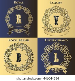 Luxury logos for decoration. Victorian style. For boutiques, restaurants, hotel.