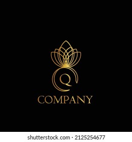 logotipos de lujo. diseño de logotipo de color dorado con monograma abstracto y letras negras y fondo