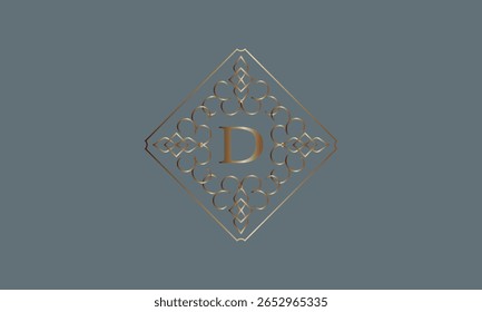 Luxury logos with monogram letter D in the center. Premium monogram. Elegant design for business, company logo, restaurant, heraldry, hotel, boutique.