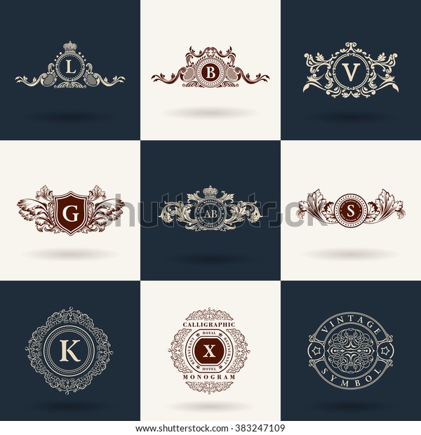 Luxury Logos Monogram Vintage Royal Flourishes Stock Vector Royalty Free