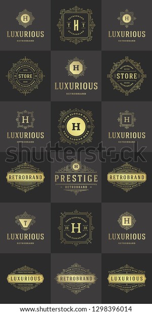 Luxury Logos Templates Set Flourishes Calligraphic Stock Vector ...