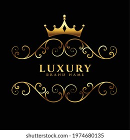 luxury logotype concept with golden crown